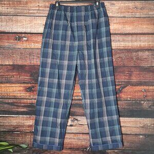 NEW Byford Of London Mens Size M Combed Cotton Blue Plaid Pajama Lounge Pants